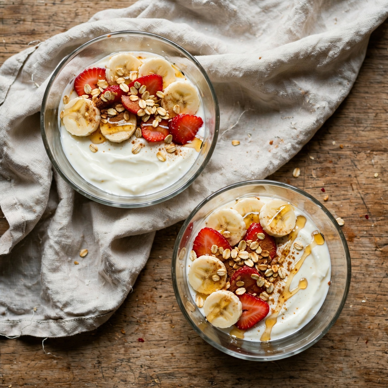 Toasted Oat Banana and Strawberry Yogurt Bowls — AI-generated dish image