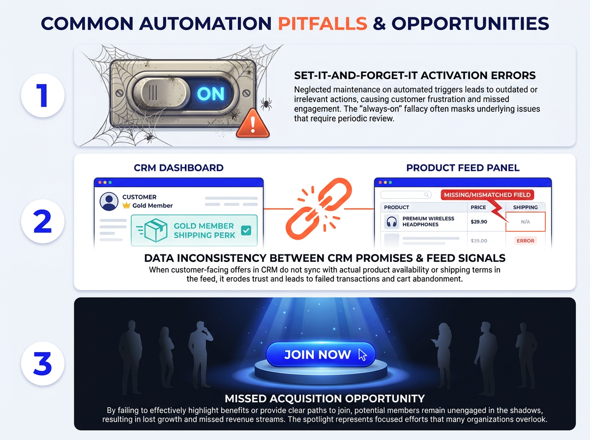 Infographic showing three merchant loyalty AI Mode mistakes retailers make
