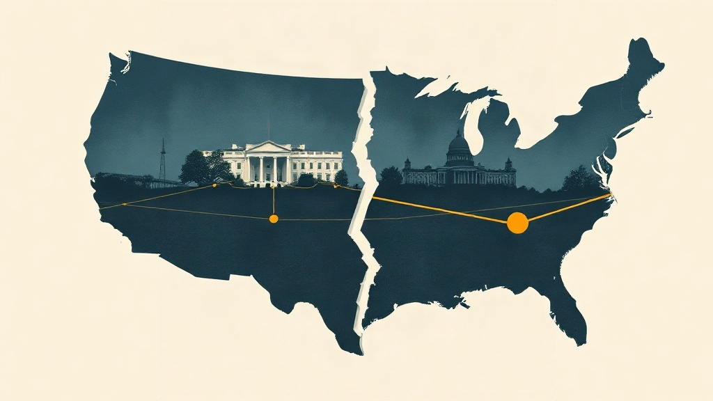 Illustration abstraite montrant des conduites énergétiques fragmentées entre l’Ukraine et les États-Unis sur fond de tensions diplomatiques.