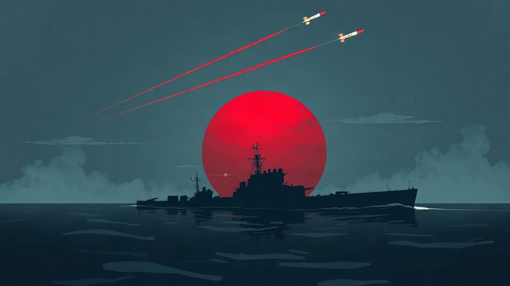 Illustration abstraite d’un sous-marin nord-coréen sous les eaux de la péninsule coréenne, évoquant la montée de la dissuasion maritime.