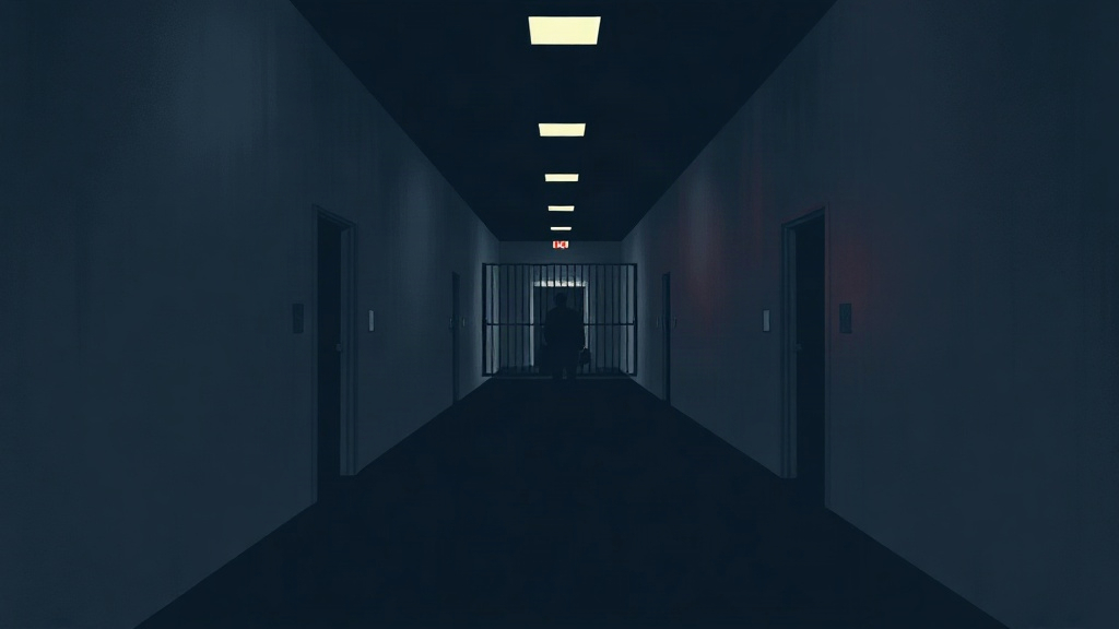 Illustration abstraite d’un couloir militaire sécurisé évoquant l’exécution prévue à Fort Hood au Texas.