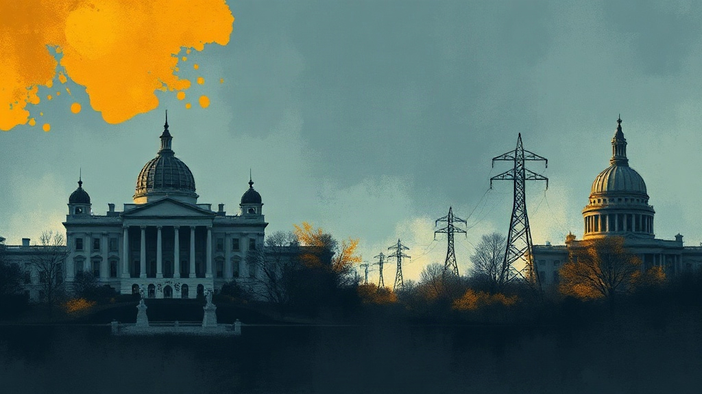 Illustration abstraite montrant une tension géopolitique entre la Russie, l’Ukraine et les États-Unis autour des sanctions énergétiques.