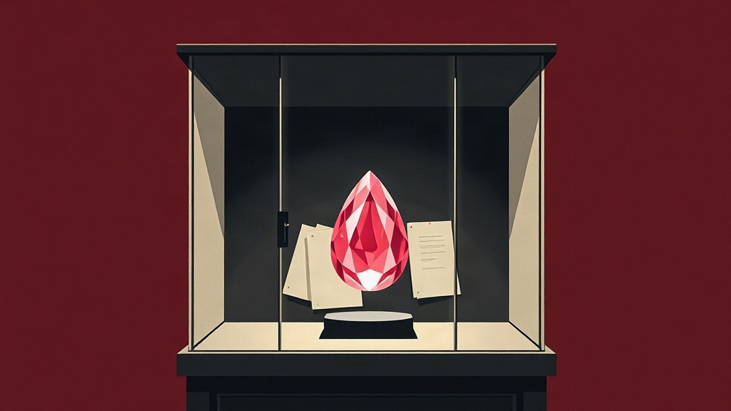 Diamant rose présenté dans une vitrine du musée Condé au château de Chantilly