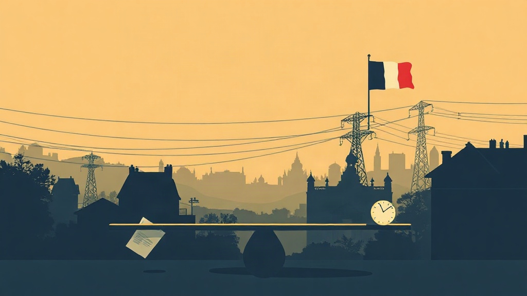 Illustration abstraite de ménages français confrontés au poids du logement et des factures d’énergie.