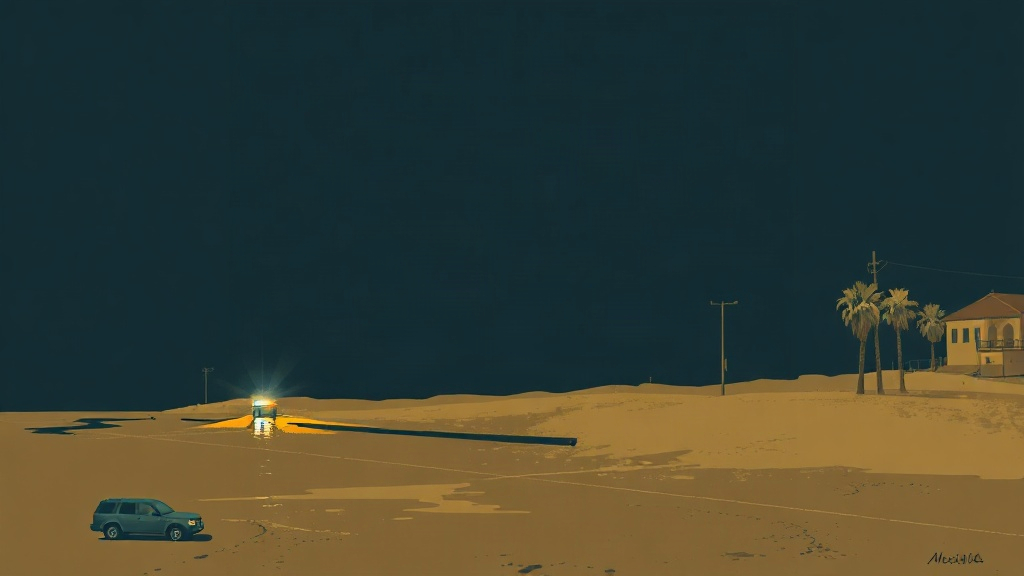 Illustration sobre d’une plage isolée de Basse-Californie près d’Ensenada, associée à une enquête judiciaire.