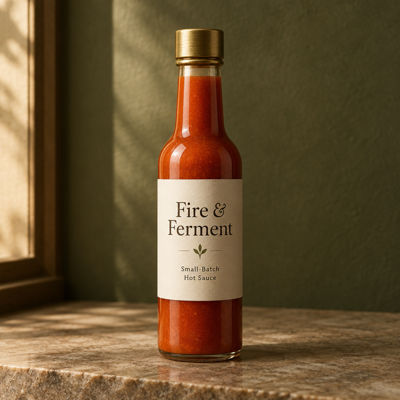 Fire & Ferment small-batch hot sauce bottle