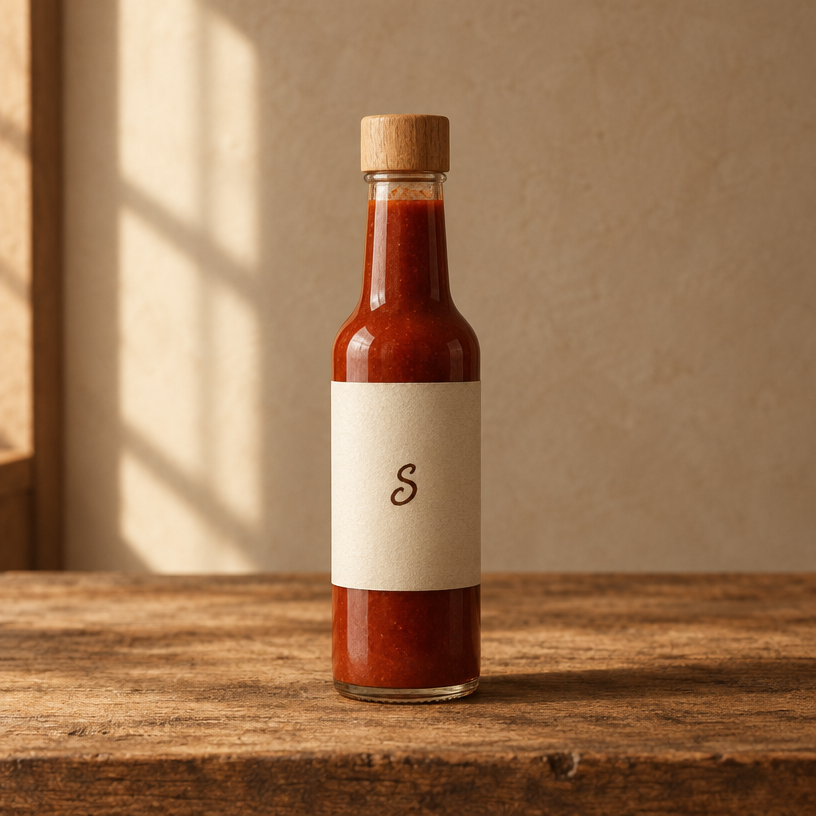 Concept illustration of a hot sauce bottle