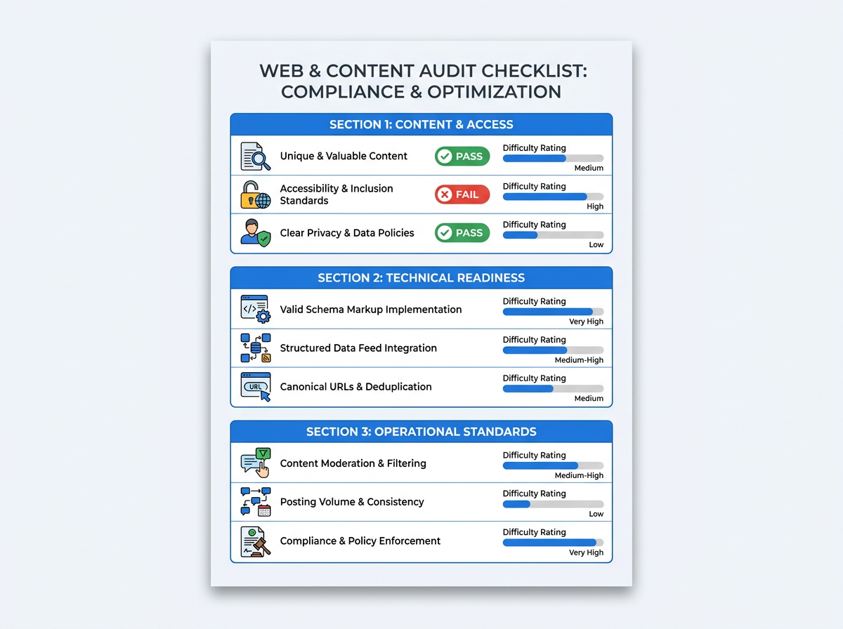 UGC Fresh Data Program nine eligibility requirements checklist grouped by category