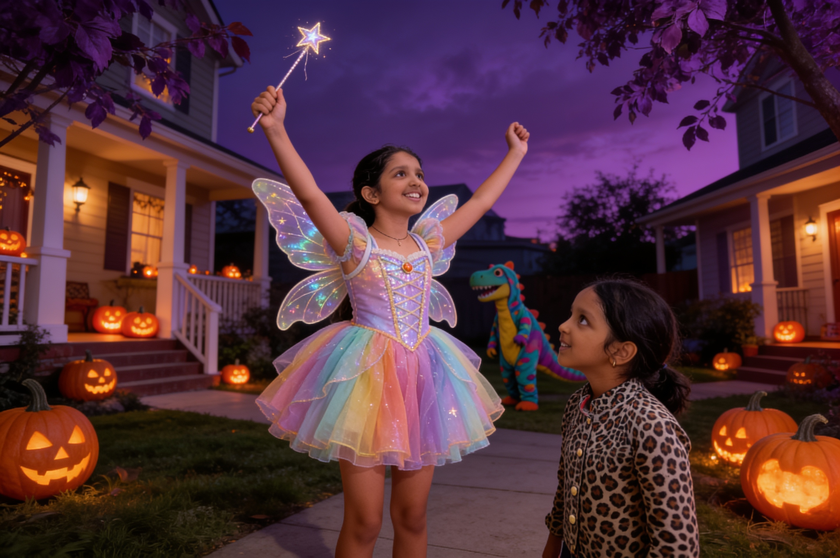 Shreya, Aahana and the Night of Halloween — illustration for page 1