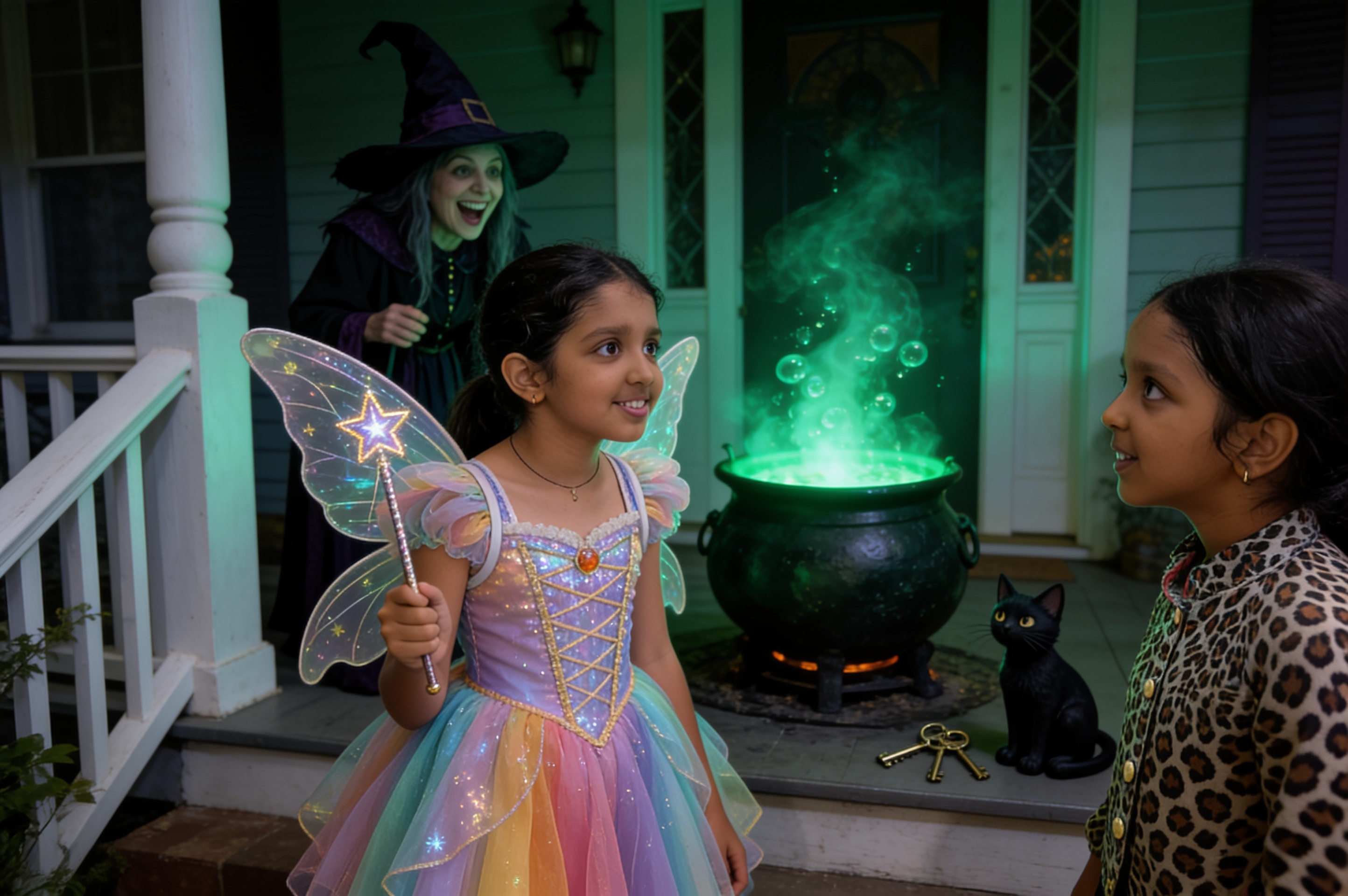 Shreya, Aahana and the Night of Halloween — illustration for page 6