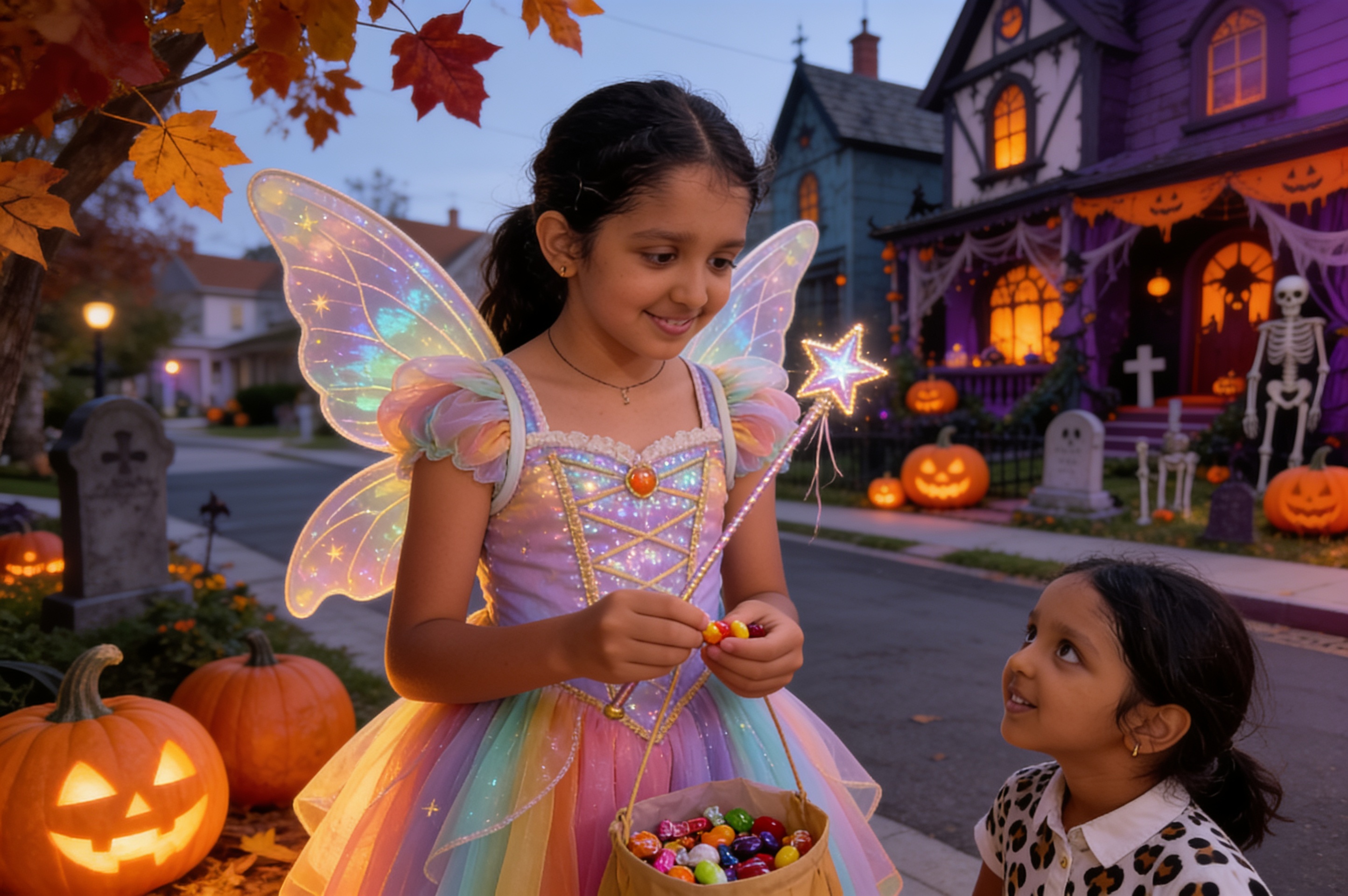 Shreya, Aahana and the Night of Halloween — illustration for page 14