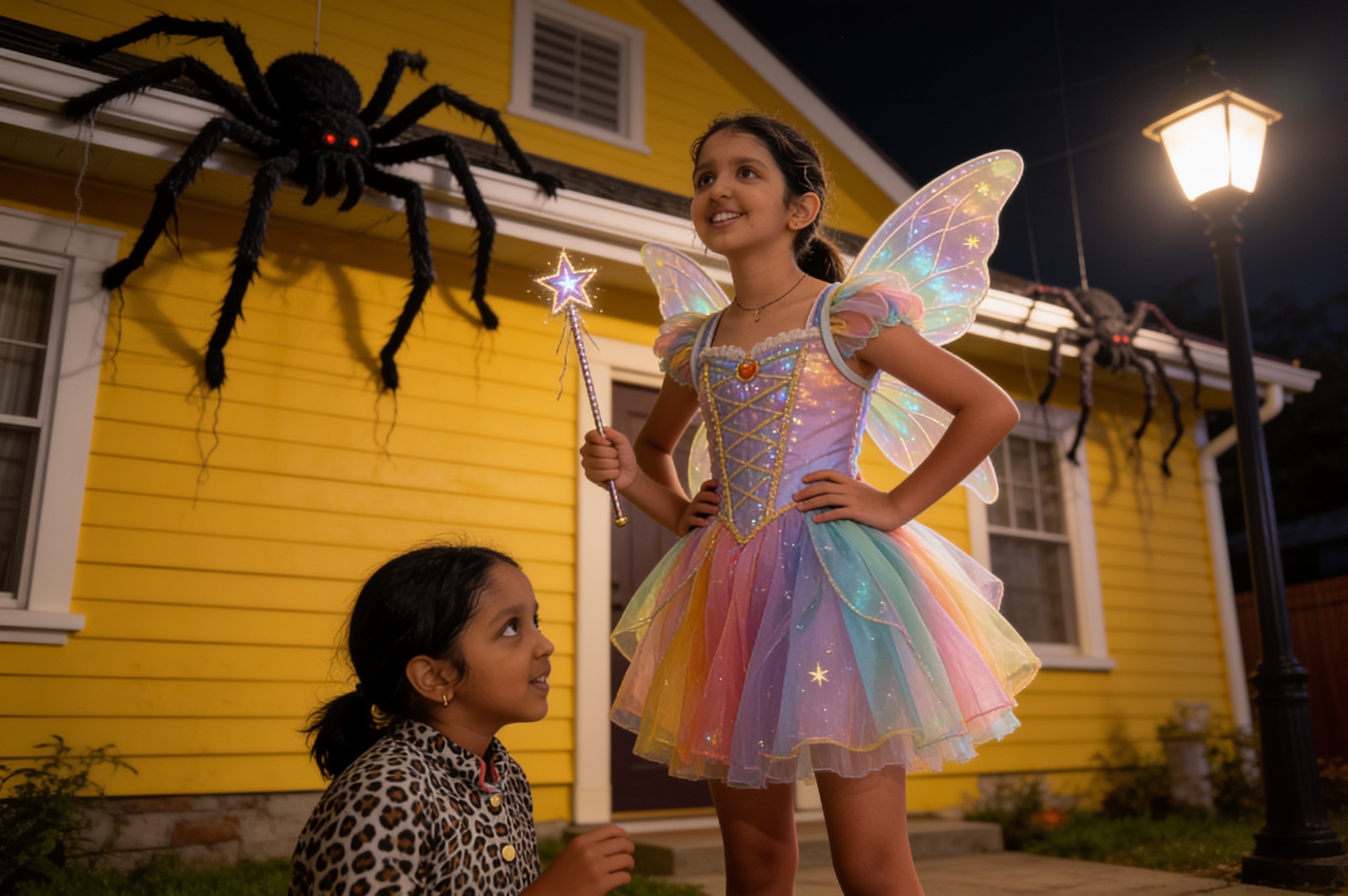 Shreya, Aahana and the Night of Halloween — illustration for page 4
