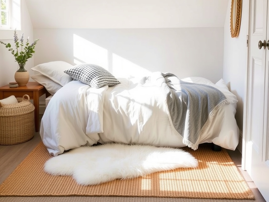 1. Layer with a White Sheepskin Rug