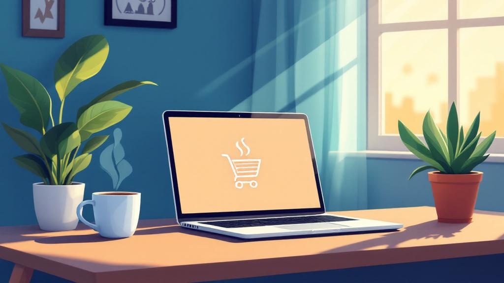 Cartoon online shopping setup for cannabis