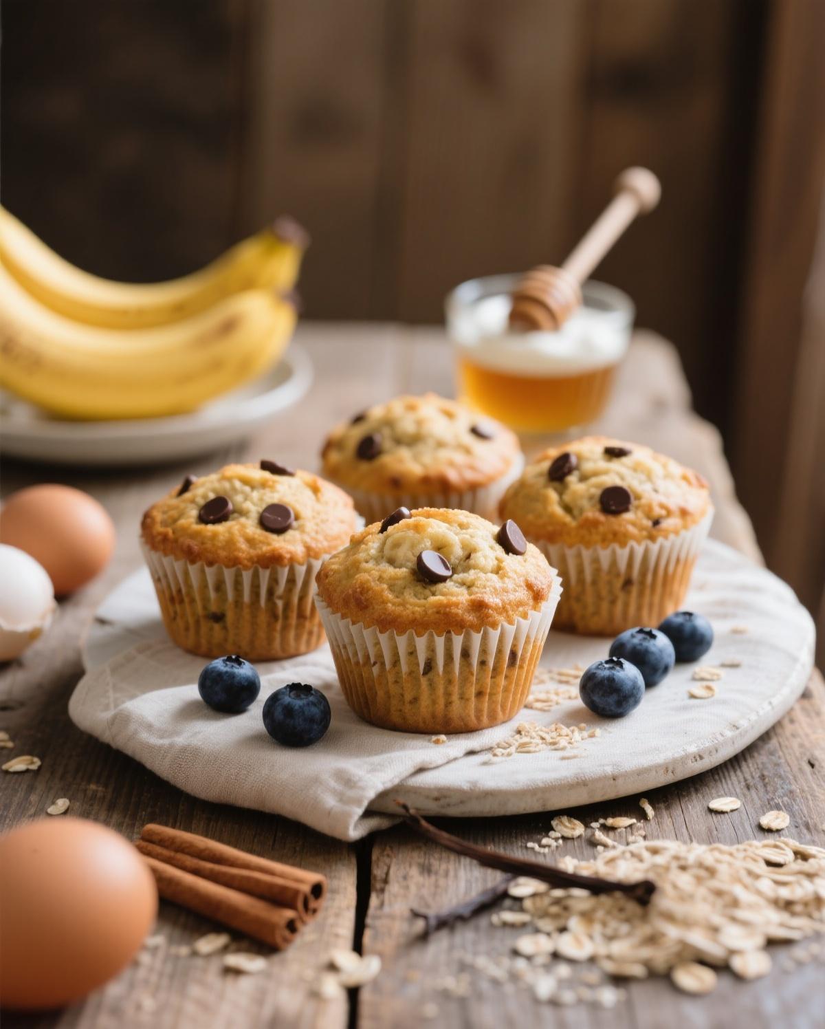 Combining Dry Ingredients for Muffins Mixing the dry ingredients for banana protein muffins in a ceramic bowl