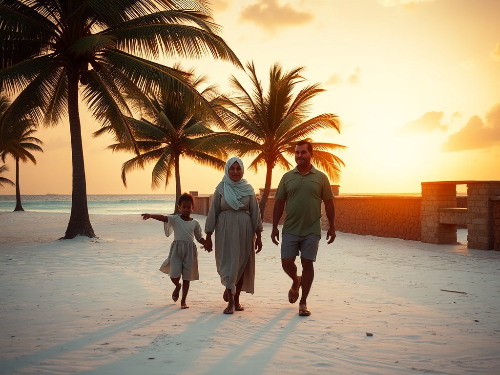 A Family Walks Through Empty Land That Bears Their Name