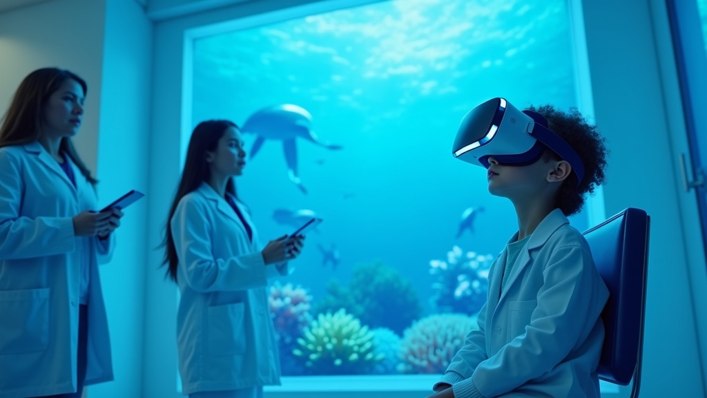 Entorno de Realidad Virtual relajante con animales, diseñado para calmar a los pacientes de quirófanos infantiles