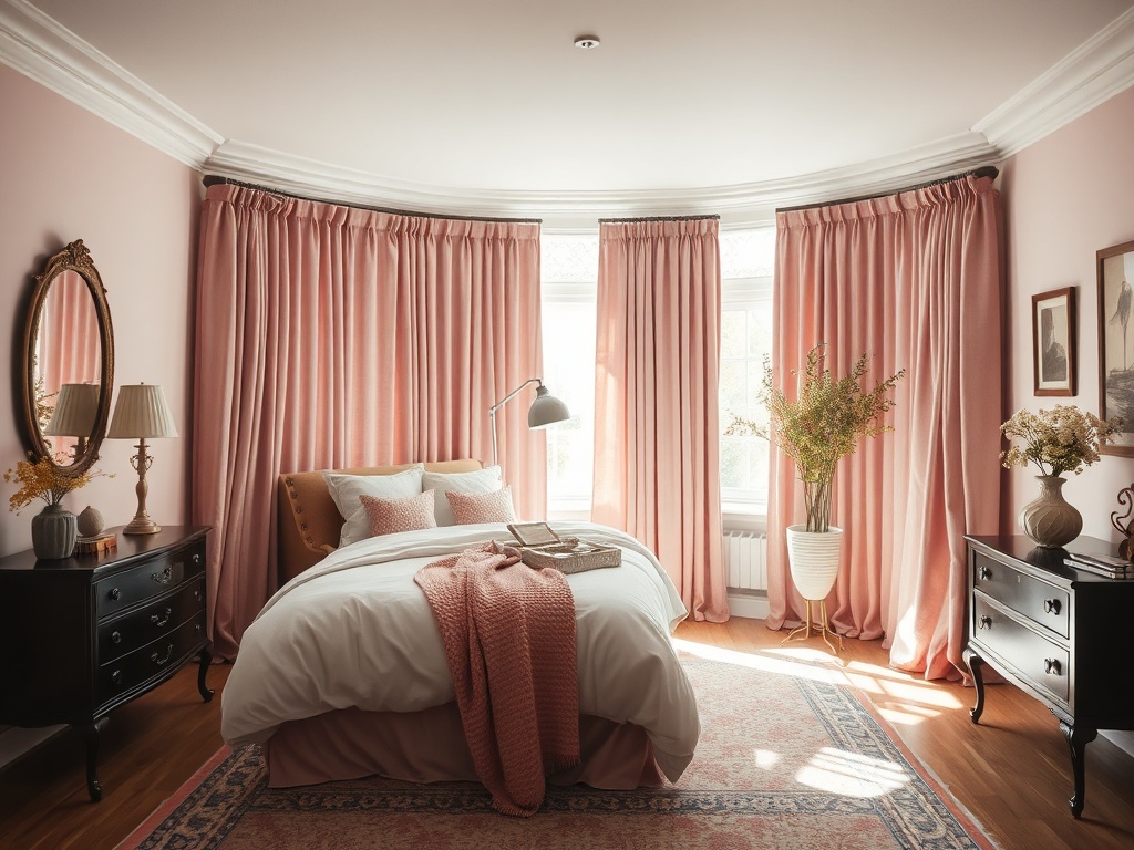 3. Add Dusty Rose Curtains