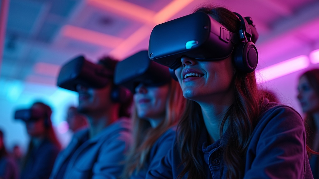 Grupo de amigos celebrando después de una emocionante experiencia de Among Us VR inmersión total en Barcelona