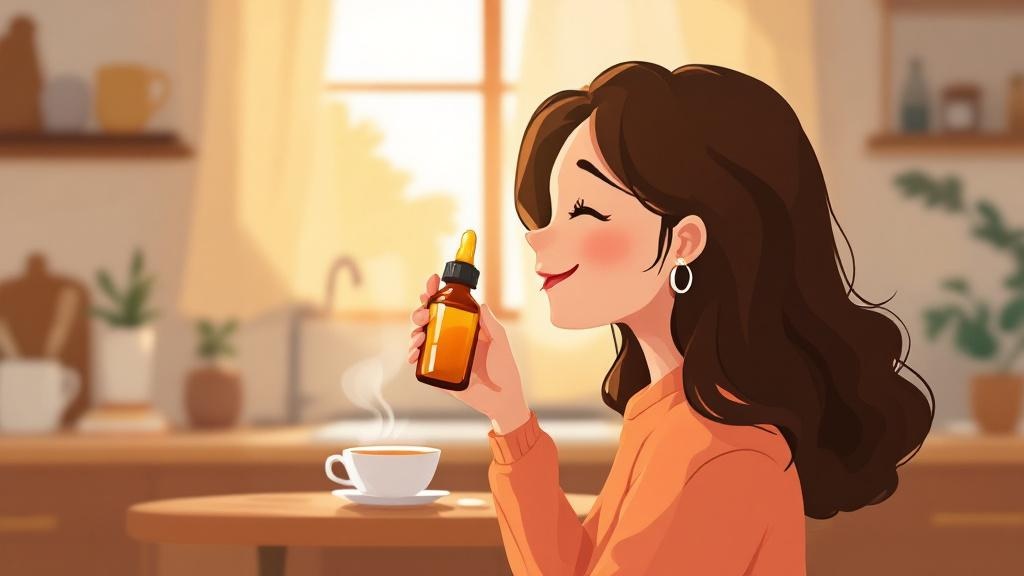 Person using CBD tincture under tongue