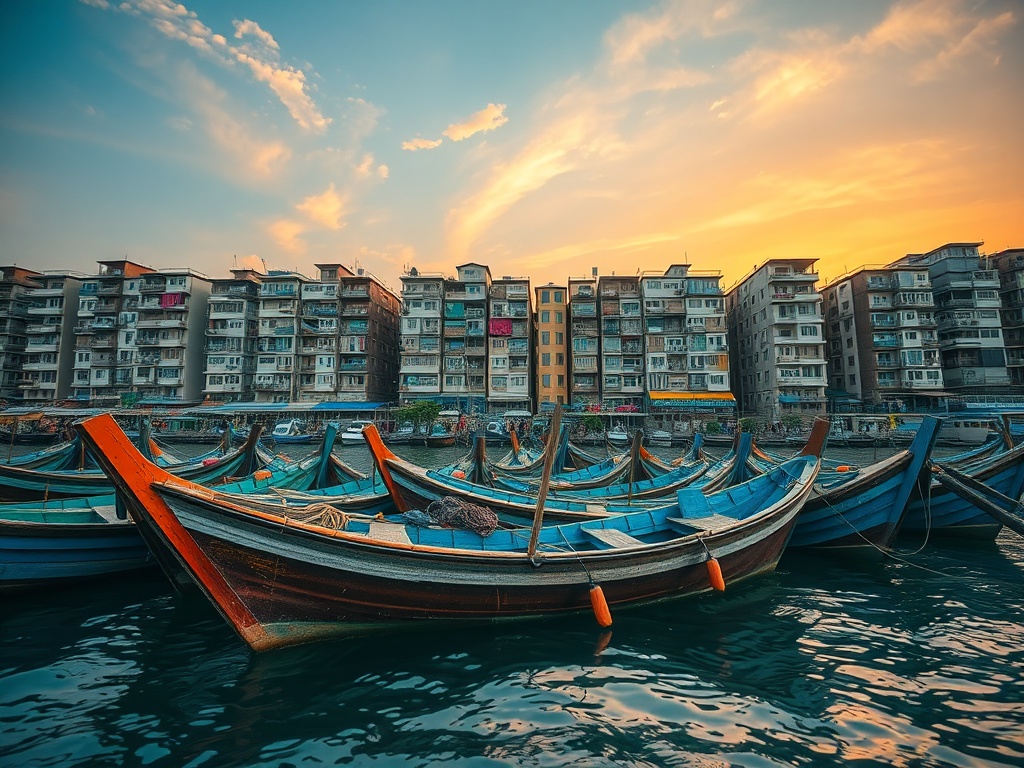 Malé's Golden Hour: When Fishing Dhonis Meet Crowded Apartments