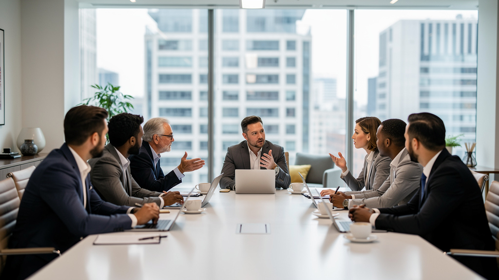 Professional meeting discussing employment contract terms