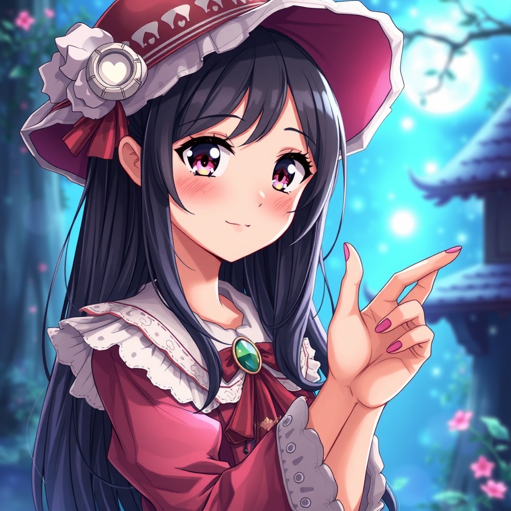 anime style, beautiful waifu, vibrant colors, cel shading, studio ghibli art style, detailed eyes, magical atmosphere, fantasy costume