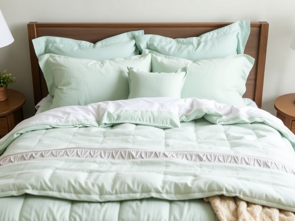 2. Choose Seafoam Green Bedding