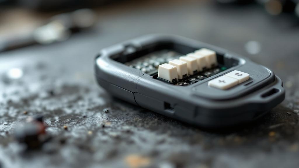 DIP switches visible inside garage door remote