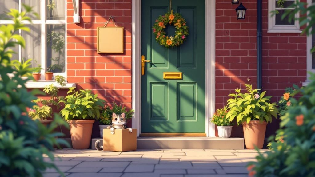 Plain package delivery at Belfast home cartoon style
