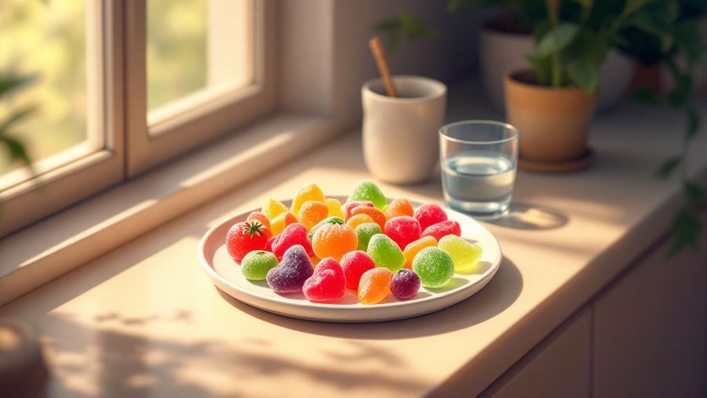 Cartoon THC edibles gummies on plate Leeds