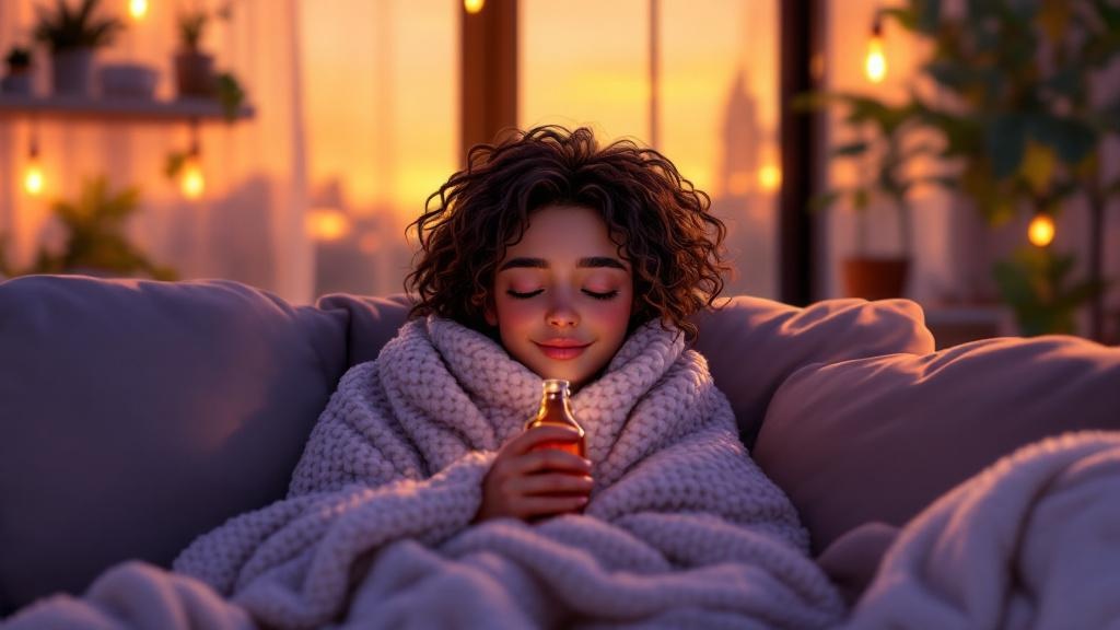 Peaceful evening CBD relaxation routine at home
