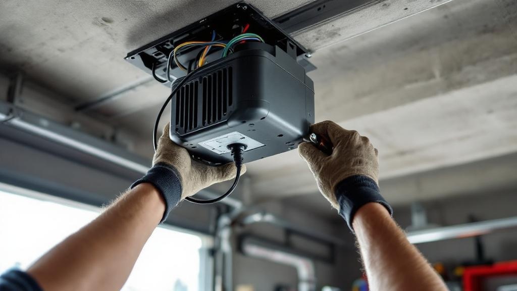 Professional installing DC motor garage door opener