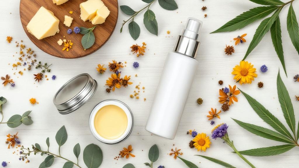 Various CBD cream formats with natural ingredients