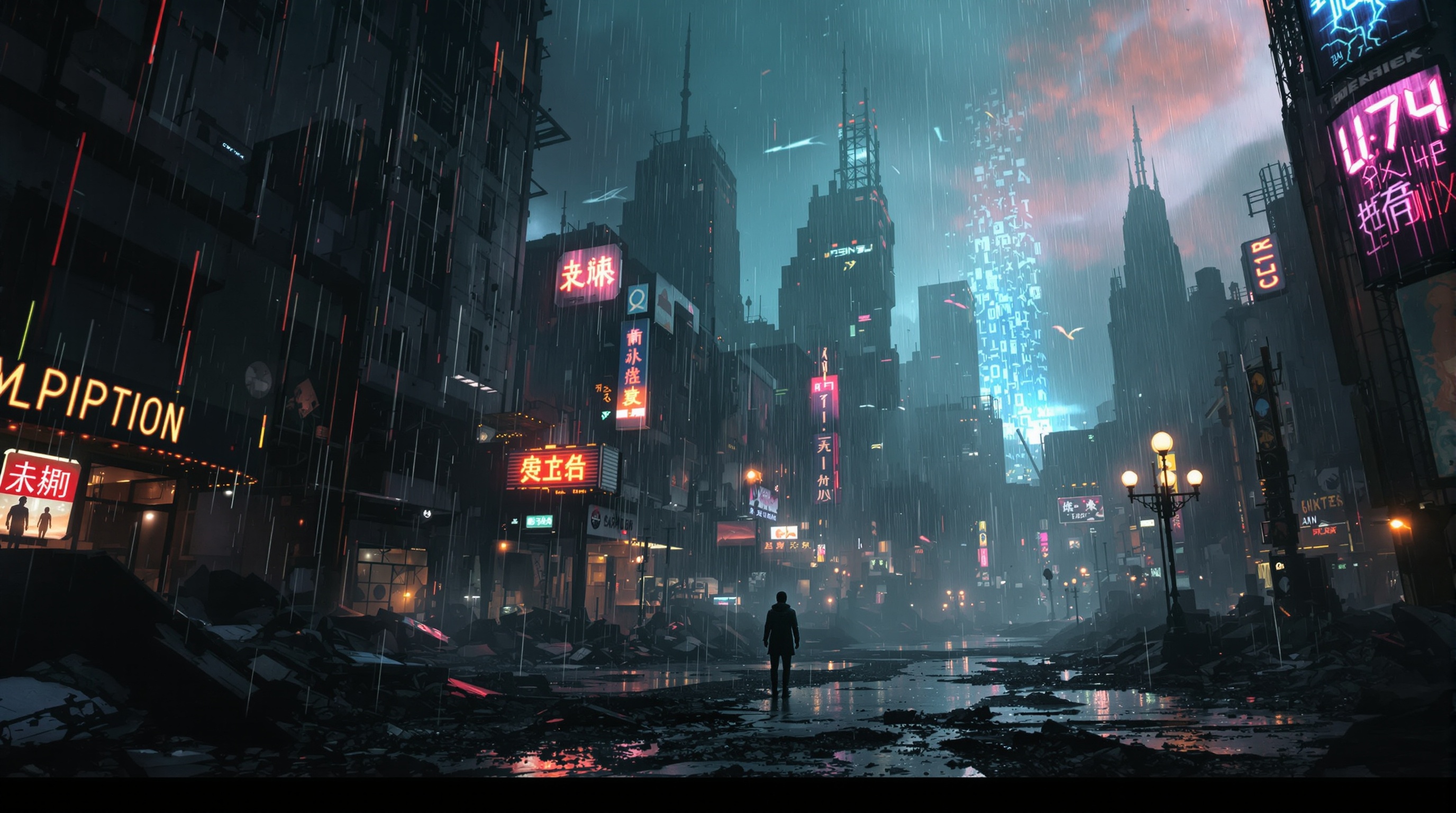 Análisis del entorno postapocalíptico en Of Lies and Rain mostrando arquitectura devastada