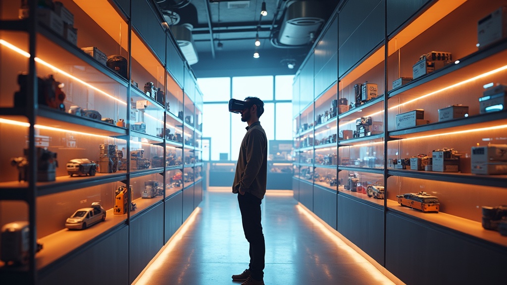 Usuario experimentando el tour virtual de Elektro3 con gafas de realidad virtual para una inmersión completa.