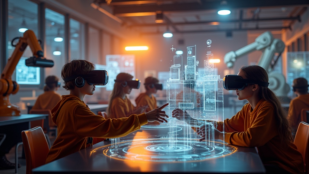 Estudiante de FP en Alicante usando gafas de realidad virtual para una simulación educativa