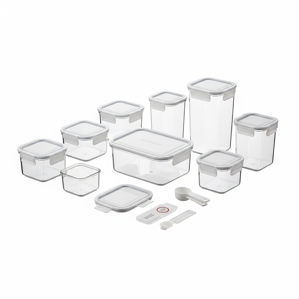 Escolha Seu Kit Potes Herméticos para Mantimentos de Cozinha Alimentos Armário Acrílico Plástico