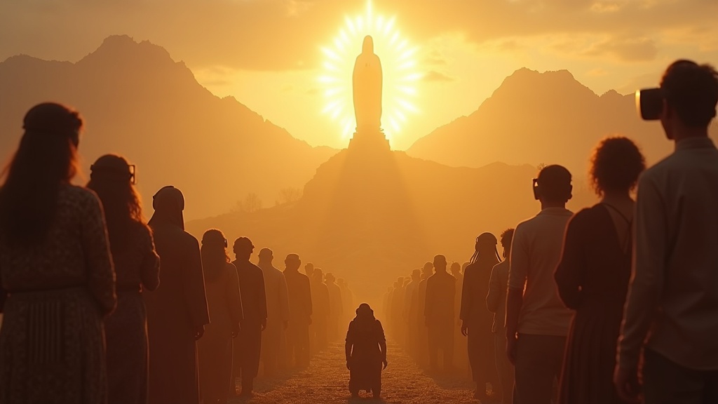 Equipo de producción durante la filmación en exteriores del cortometraje VR Virgen de Guadalupe
