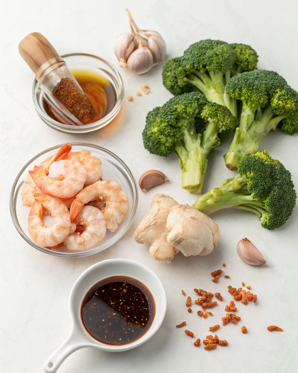 Honey Garlic Butter Shrimp & Broccoli ingredients