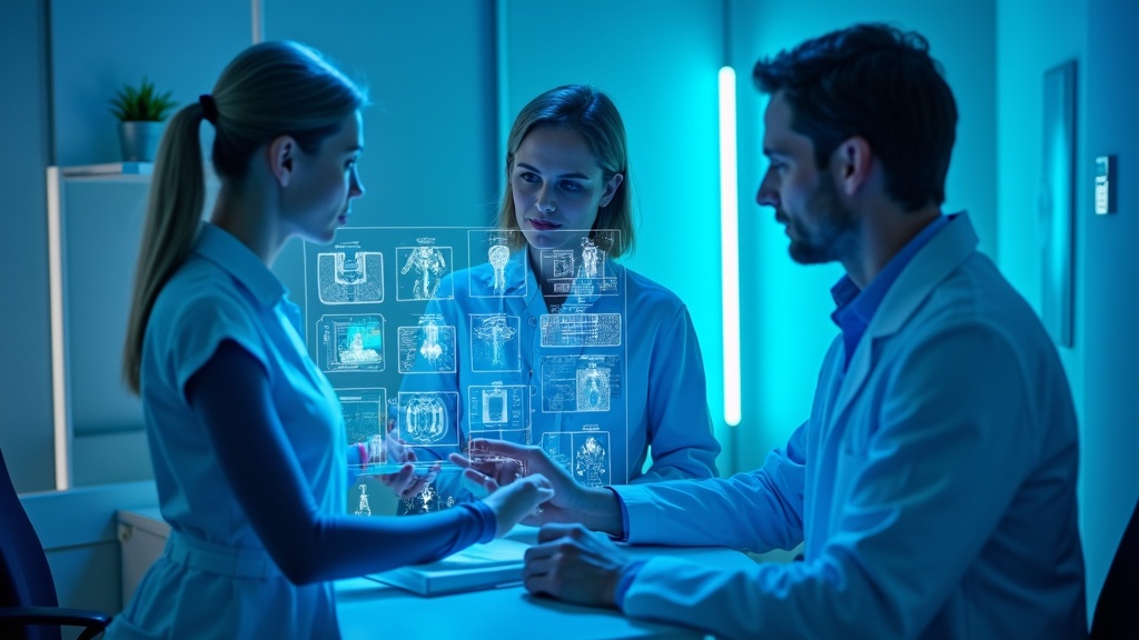 Médico especialista utilizando la IA en diagnóstico médico Atención Primaria en una tablet