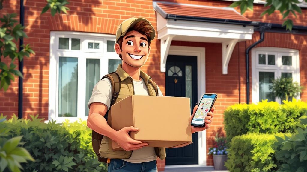 Friendly delivery person with discreet cannabis package