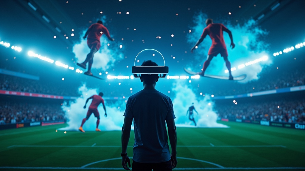Vista inmersiva desde el campo de fútbol con tecnología Apple Vision Pro