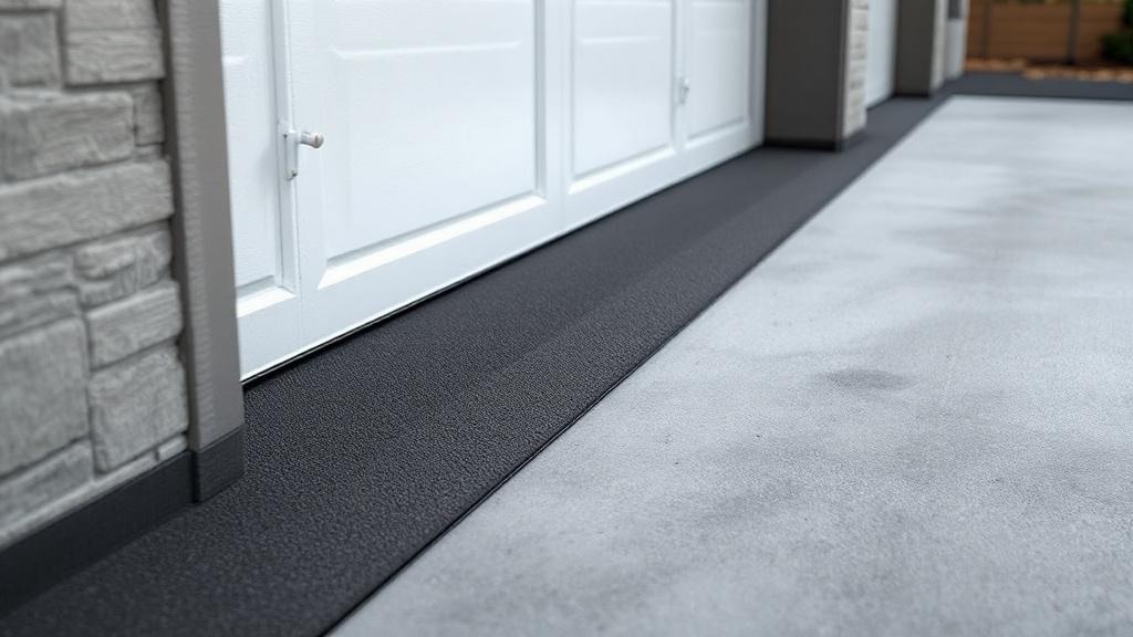 Raised threshold seal creating water barrier under garage door