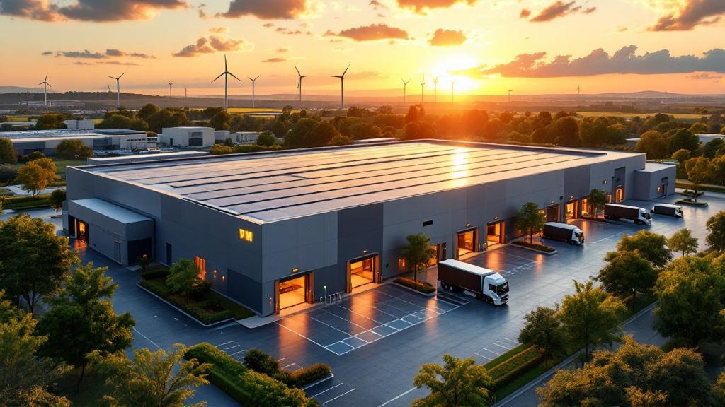 Environmentally sustainable automated warehouse with renewable energy systems