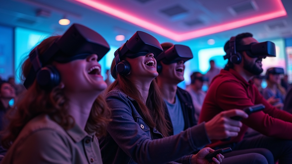 Jugador inmerso en la experiencia Job Simulator VR Barcelona, interactuando en una cocina virtual.