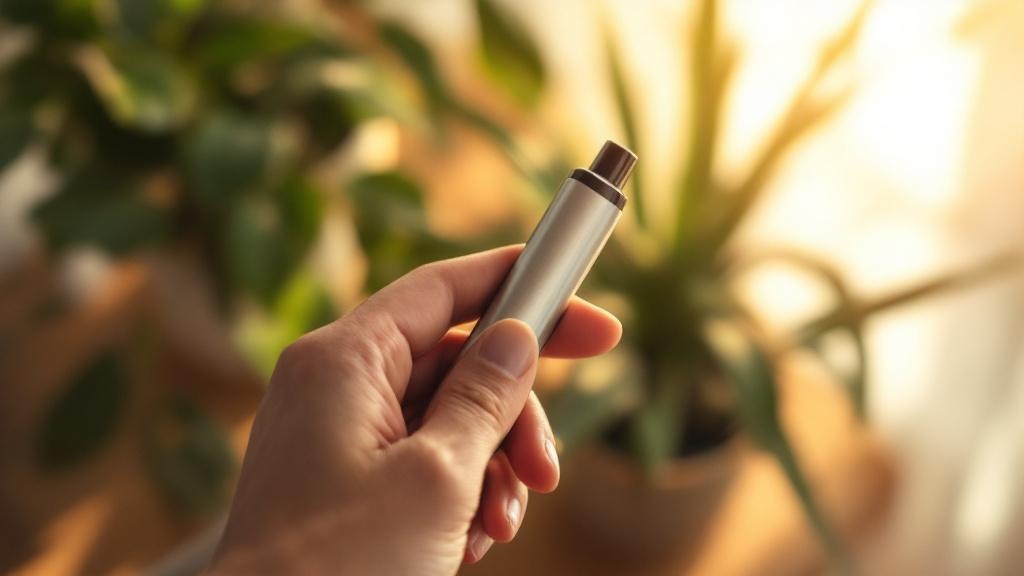 Hand holding sleek vape pen naturally