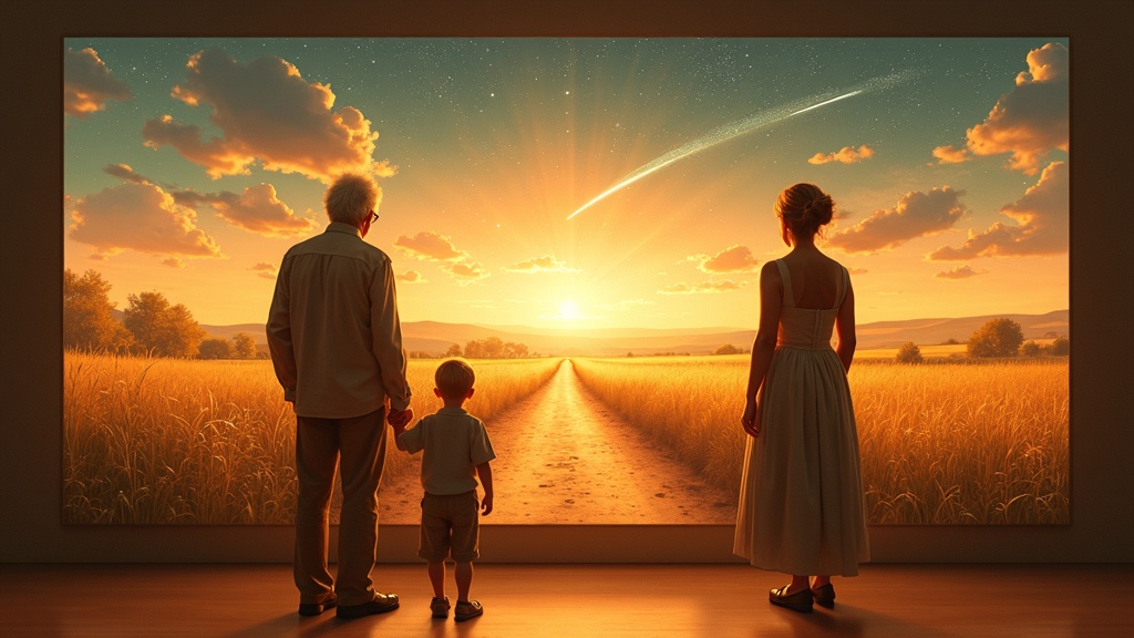 Ejemplo de arte conceptual creado por IA, simbolizando el futuro y las nuevas fronteras de la tecnología en el bienestar humano y la memoria.