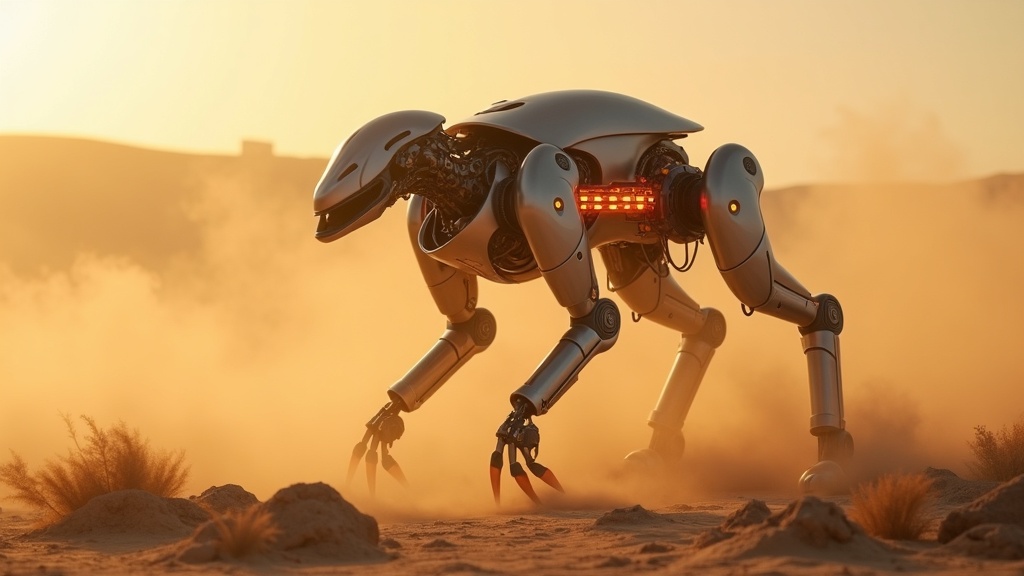 Detalle de las articulaciones del Robot D1 Transformable en modo cuadrúpedo.