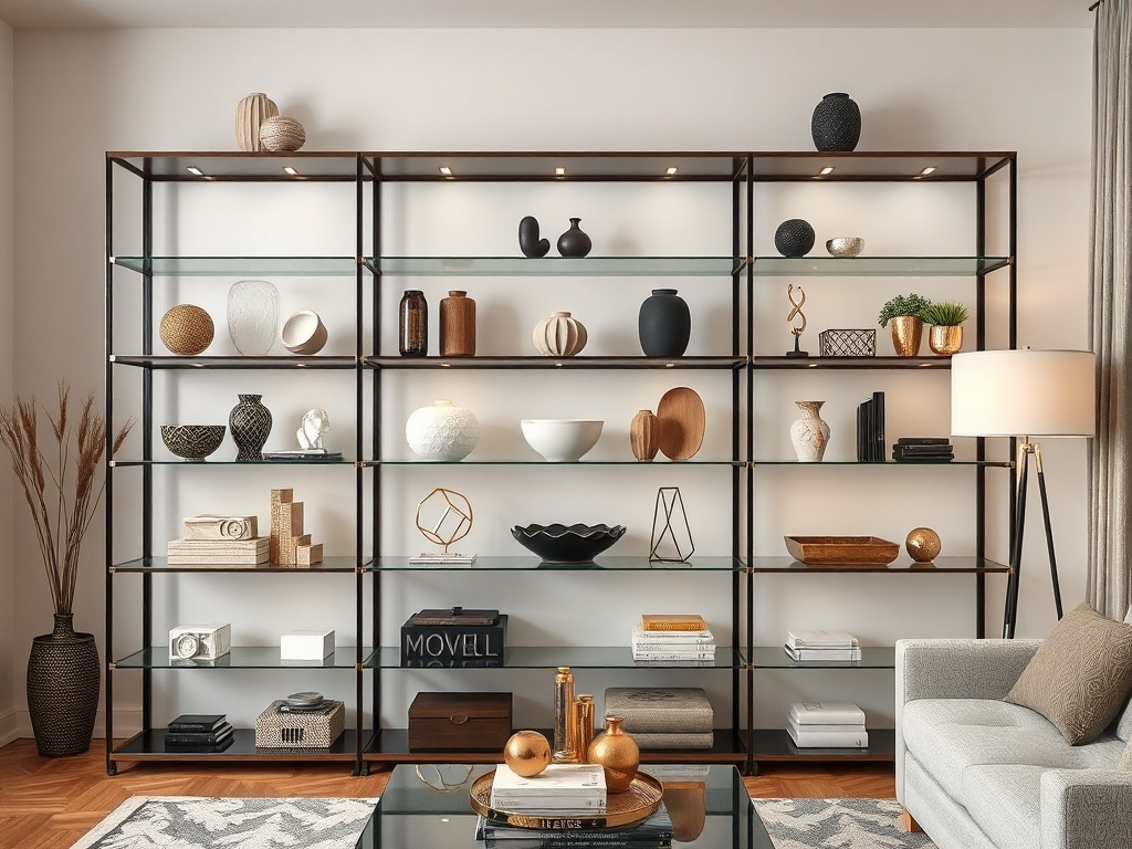16. Incorporate Glass and Metal Shelving